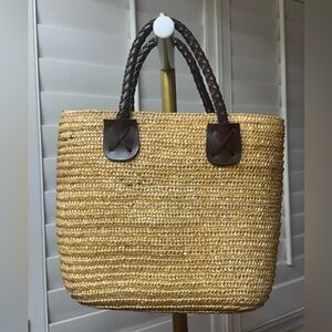 Brown Woven Tote Bag